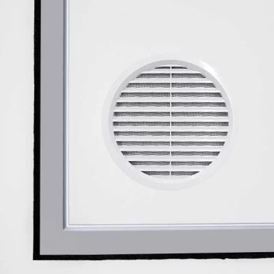 Fenêtre de calfeutrage pour climatisation - pour tuyau d'évacuation d'air Anodisé argent EV1 | Gauche