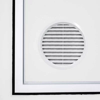 Fenêtre de calfeutrage pour climatisation - pour tuyau d'évacuation d'air Blanc RAL 9016 | Gauche