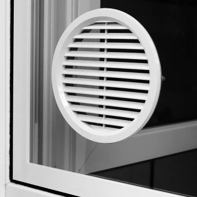 Fenêtre de calfeutrage pour climatisation - pour tuyau d'évacuation d'air Anthracite RAL 7016 | Gauche