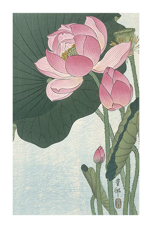 Artfilia Ohara Koson - Blooming Lotus Flowers Variante 3 30x45 cm