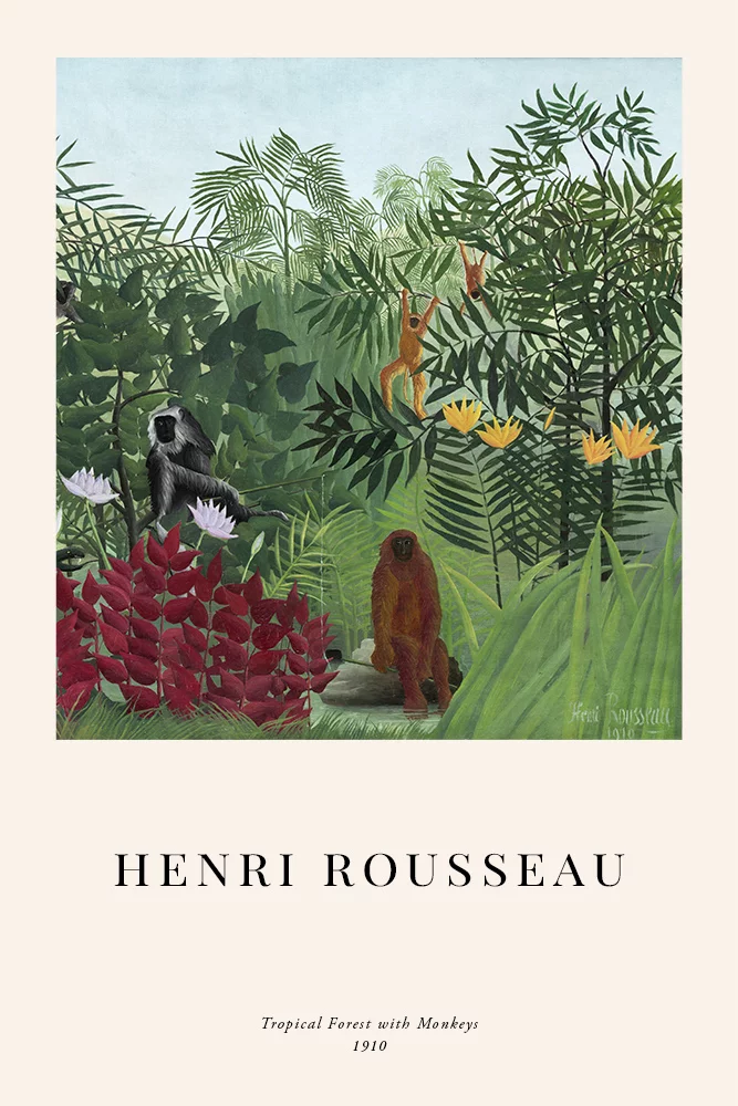 Artfilia Henri Rousseau - Tropical Forest with Monkeys Variante 1 30x45 cm