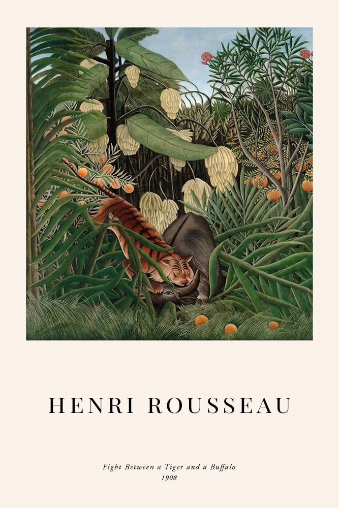 Artfilia Henri Rousseau - Fight between a Tiger and a Buffalo Variante 1 20x30 cm