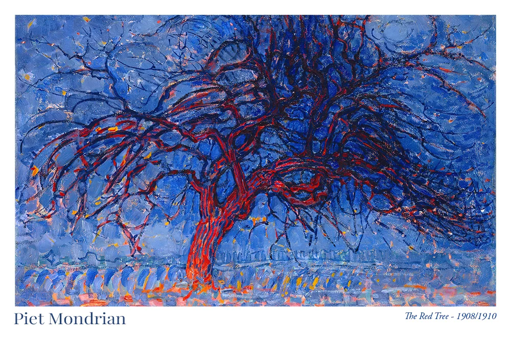 Artfilia Piet Mondrian - The Red Tree Variante 1 13x18 cm