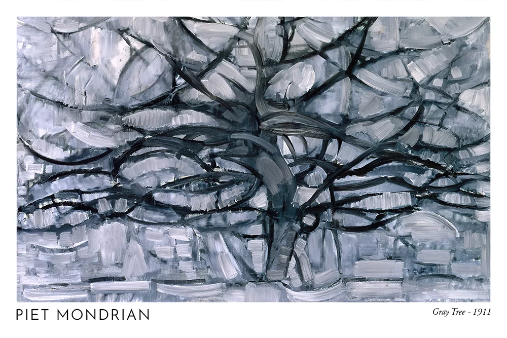 Artfilia Piet Mondrian - Gray Tree Variante 1 40x60 cm