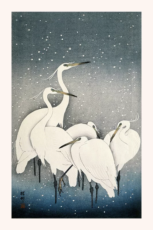 Artfilia Ohara Koson - Egrets in the Snow Variante 1 60x90 cm