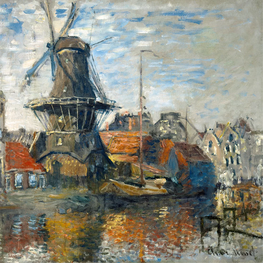 Artfilia Claude Monet - The Windmill on the Onbekende Gracht, Amsterdam Variante 2 40x40 cm
