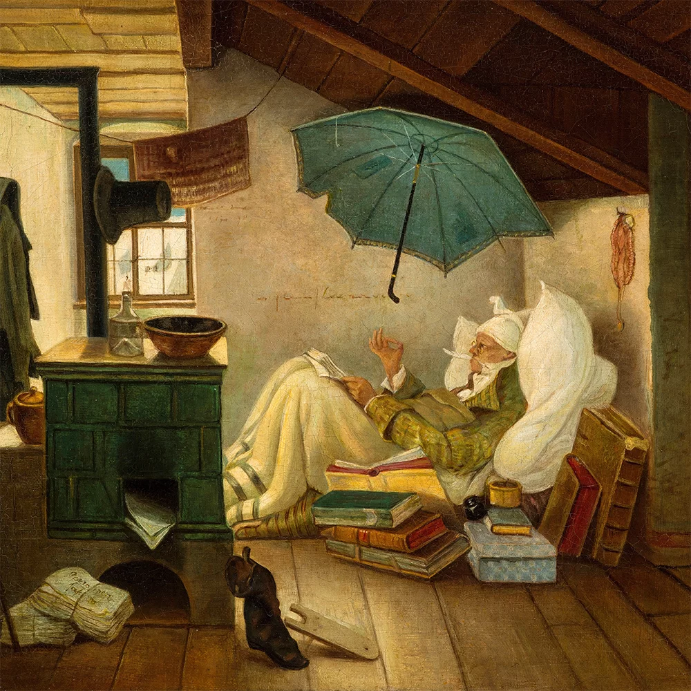 Artfilia Carl Spitzweg - Der arme Poet (The Poor Poet) Variante 2 60x60 cm