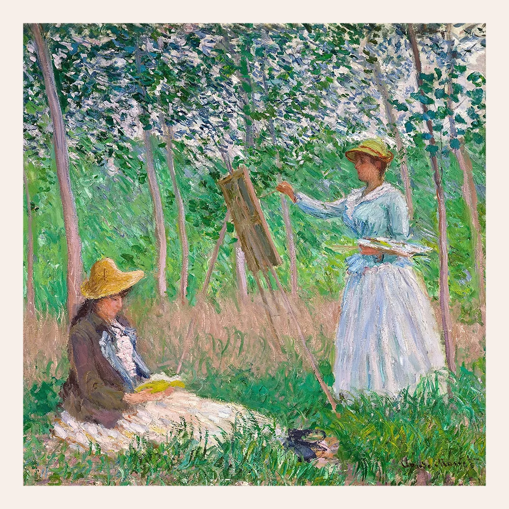 Artfilia Claude Monet - In the Woods at Giverny: Blanche Hoschedé at Her Easel with Suzanne Hoschedé Reading Variante 1 60x60 cm