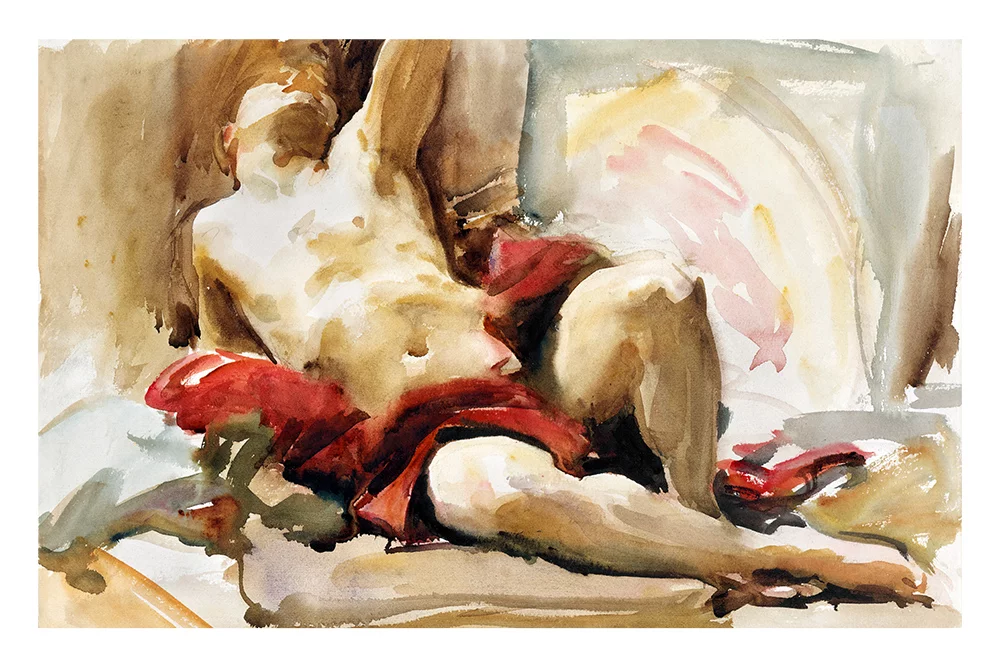 Artfilia John Singer Sargent - Man with Red Drapery Variante 2 20x30 cm
