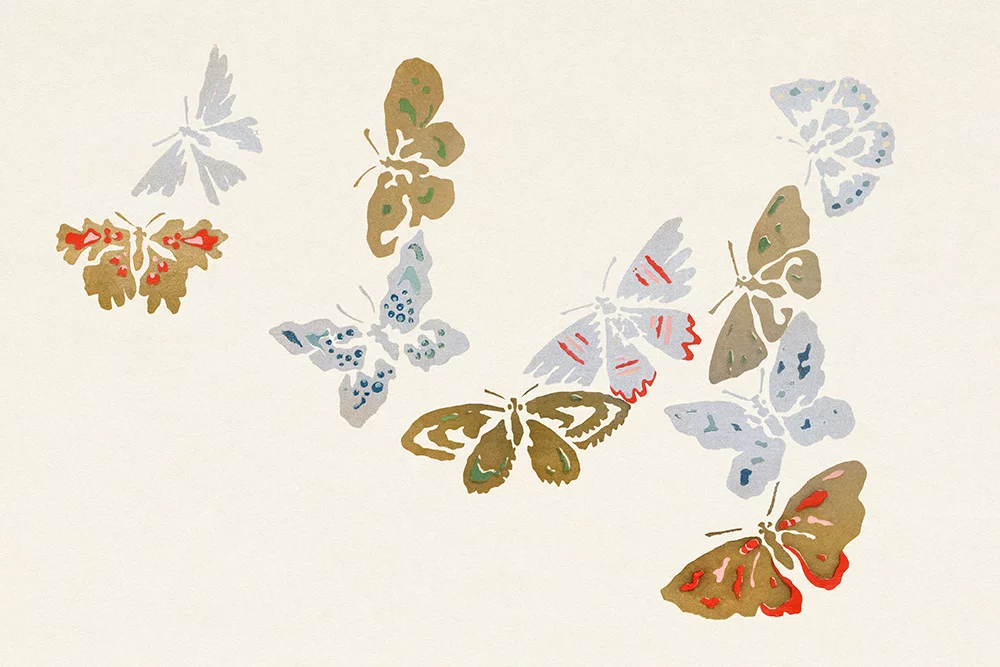 Artfilia Kamisaka Sekka - Japanese Butterflies from Cho Senshu Variante 1 30x45 cm