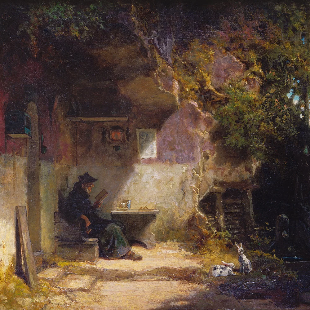 Artfilia Carl Spitzweg - The Hermit in front of His Retreat (Der Einsiedler vor seiner Klause) Variante 2 60x60 cm
