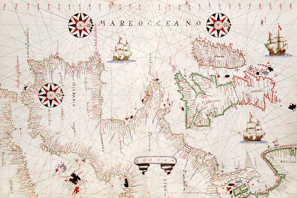 Artfilia Portolan Atlas of the Mediterranean Sea - Vintage Map Poster (ca. 1590) Variante 1 13x18 cm