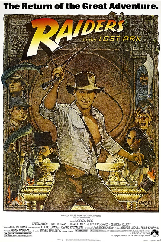 Artfilia Movie Poster 'Indiana Jones - Raiders of the Lost Ark', directed by Steven Spielberg (1981) Variante 1 20x30 cm