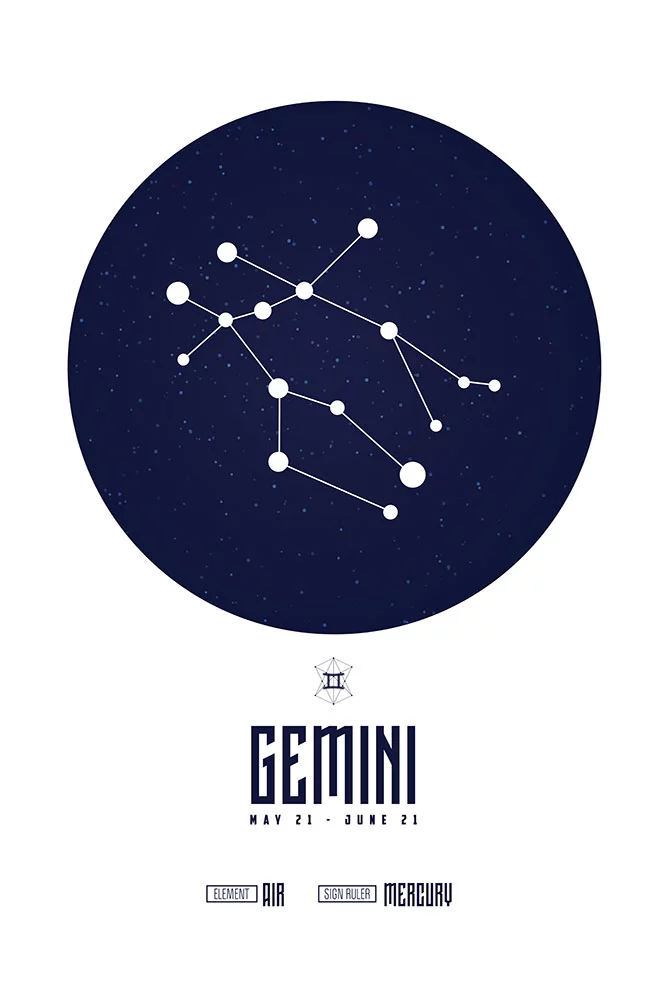 Artfilia Sternzeichen Zwillinge Poster Variante 1 40x60 cm