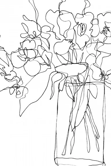 Artfilia Flower Bouquet Sketch No. 2 Variante 1 60x90 cm