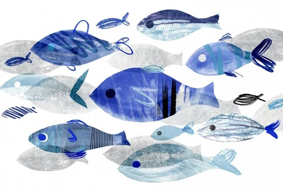 Artfilia School of Fish No. 2 Variante 1 30x45 cm