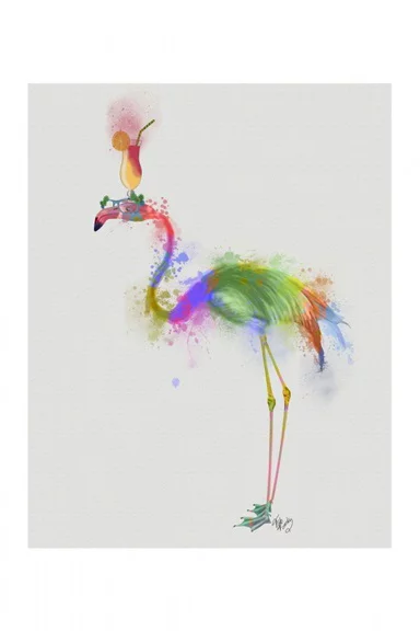 Artfilia Rainbow Animals No. 4 - Flamingo Variante 1 60x90 cm