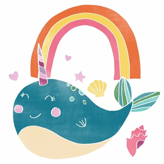 Artfilia Narwals & Rainbows No. 4 Variante 1 40x40 cm