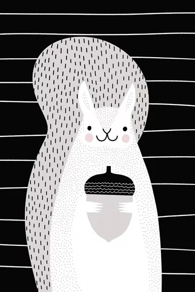 Artfilia Black & White Animals No. 10 - Squirrel Variante 1 60x90 cm