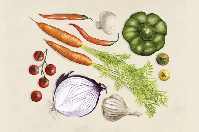 Artfilia Vegetable Flatlay No. 2 Variante 1 13x18 cm