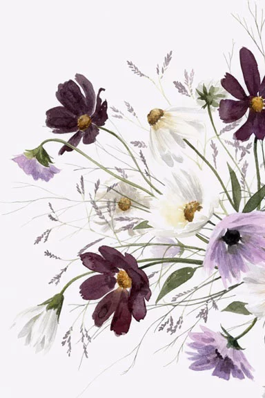 Artfilia Purple & White Flowers No. 2 Variante 1 13x18 cm