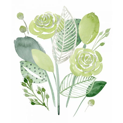 Artfilia Lime Green Roses No. 1 Variante 1 60x60 cm
