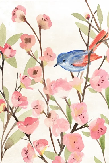 Artfilia Little Bird in a Peach Tree Variante 1 13x18 cm