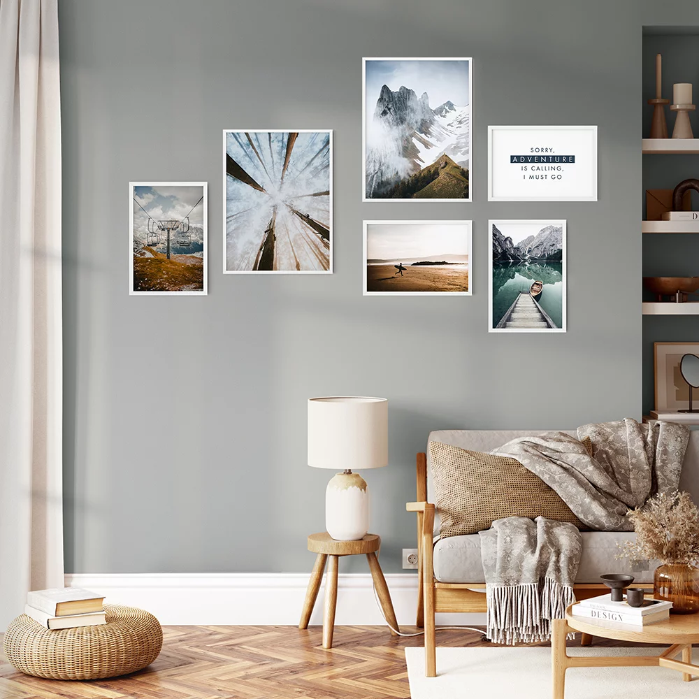 Artfilia Bilderwand Adventure 4x 20x30 cm - 2x 30x45 cm weiß