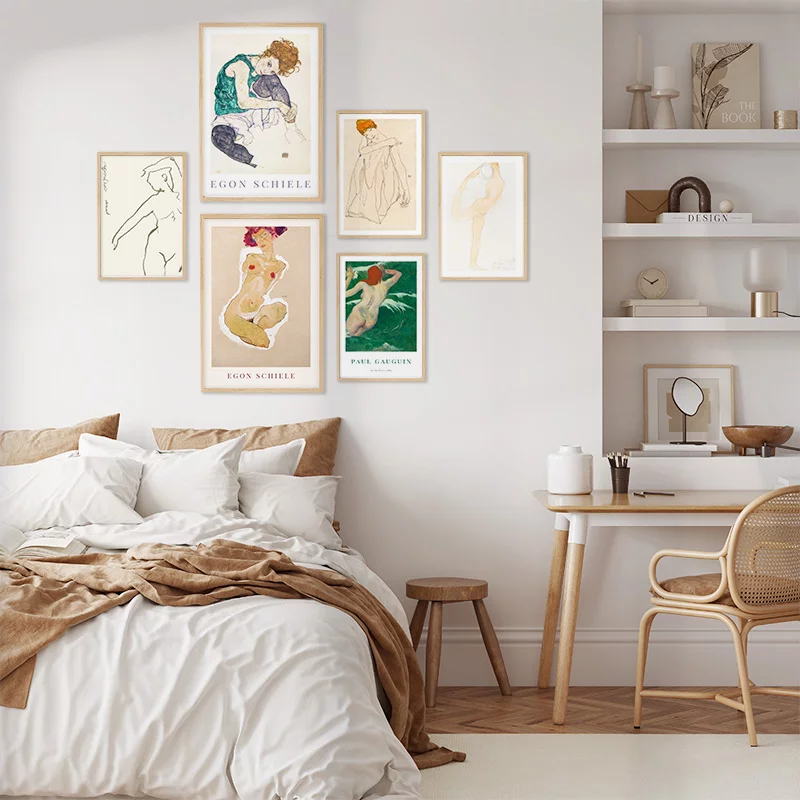 Artfilia Bilderwand Female Figure 4x 20x30 cm - 2x 30x45 cm eiche