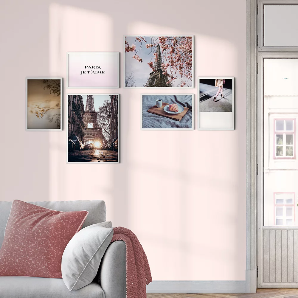 Artfilia Bilderwand Paris je táime 4x 20x30 cm - 2x 30x45 cm weiß
