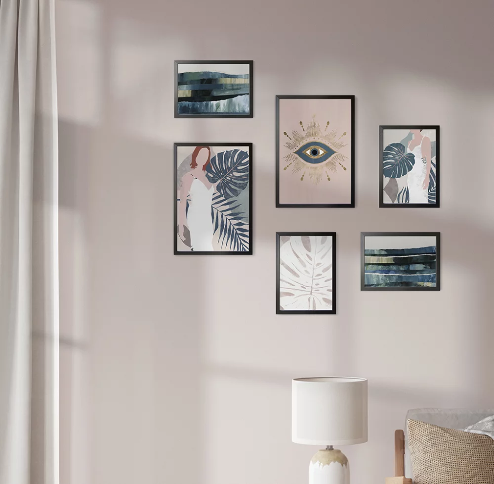 Artfilia Bilderwand Pink touch 4x 20x30 cm - 2x 30x45 cm schwarz