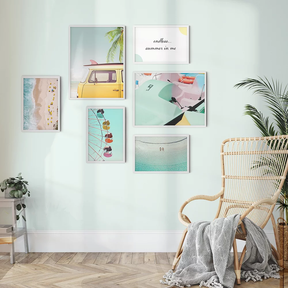 Artfilia Bilderwand Summer in me 4x 20x30 cm - 2x 30x45 cm weiß