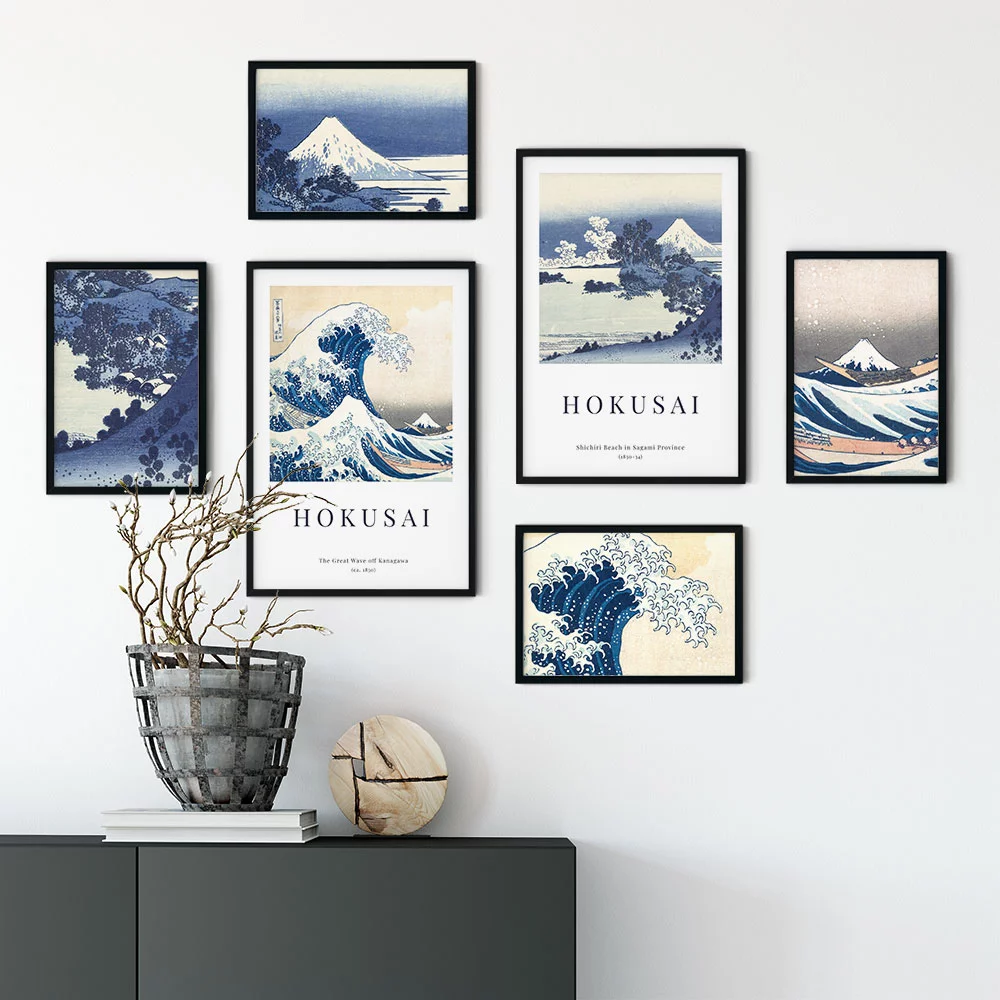 Artfilia Bilderwand Hokusai 4x 20x30 cm - 2x 30x45 cm Schwarz