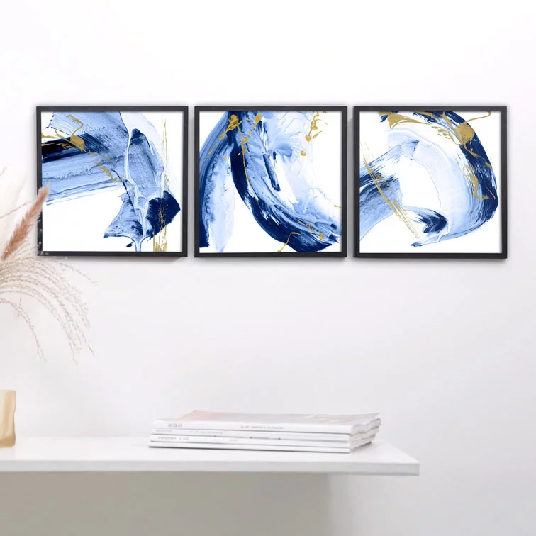 Artfilia ZUSY Bilderset Blue Fury - Bilder mit Rahmen 3x 20x20 cm Schwarz