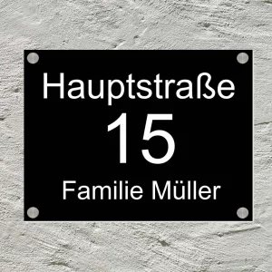 Türschild aus Aluminium Straße 15x20 cm inkl. Befestigungsmaterial 15x20 cm | schwarz