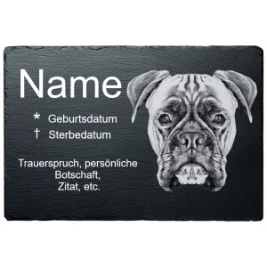 Gedenktafel Hund Boxer 20x30 cm | schwarz