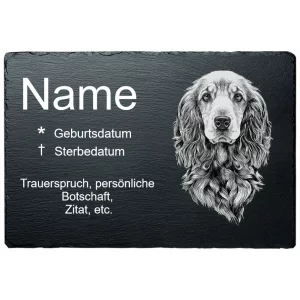 Gedenktafel Hund Cocker Spaniel 20x30 cm | schwarz