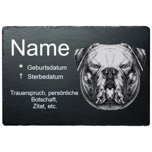 Gedenktafel Hund Englische Bulldoge 20x30 cm | schwarz