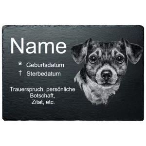 Gedenktafel Hund Jack Russel 20x30 cm | schwarz