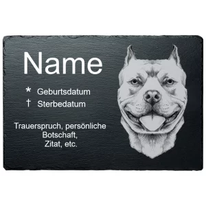 Gedenktafel Hund Pit Bull 20x30 cm | schwarz