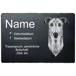 Gedenktafel Hund Windhund 20x30 cm | schwarz
