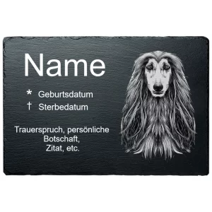 Gedenktafel Hund Afgahnischer Windhund 20x30 cm | schwarz
