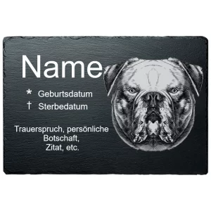 Gedenktafel Hund Amerikanische Bulldoge 20x30 cm | schwarz