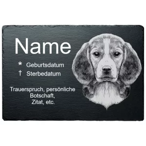 Gedenktafel Hund Beagle 20x30 cm | schwarz