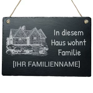 Türschild Familie und Bild 20x30 cm 20x30 cm | schwarz