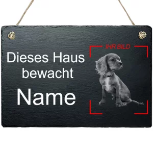 Schiefertafel - Dieses Haus bewacht - mit Kordel 20x30 cm | schwarz