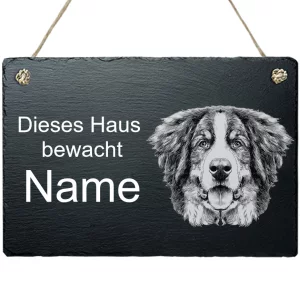 Schiefertafel Hund - mit Kordel Berner Sennenhund 20x30 cm | schwarz