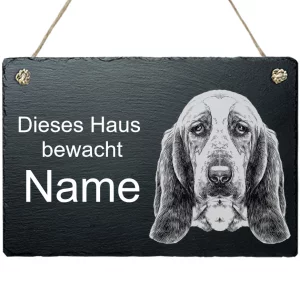 Schiefertafel Hund - mit Kordel Bluthund 20x30 cm | schwarz