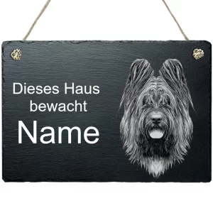 Schiefertafel Hund - mit Kordel Briard 20x30 cm | schwarz