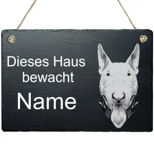 Schiefertafel Hund - mit Kordel Bullterrier 20x30 cm | schwarz